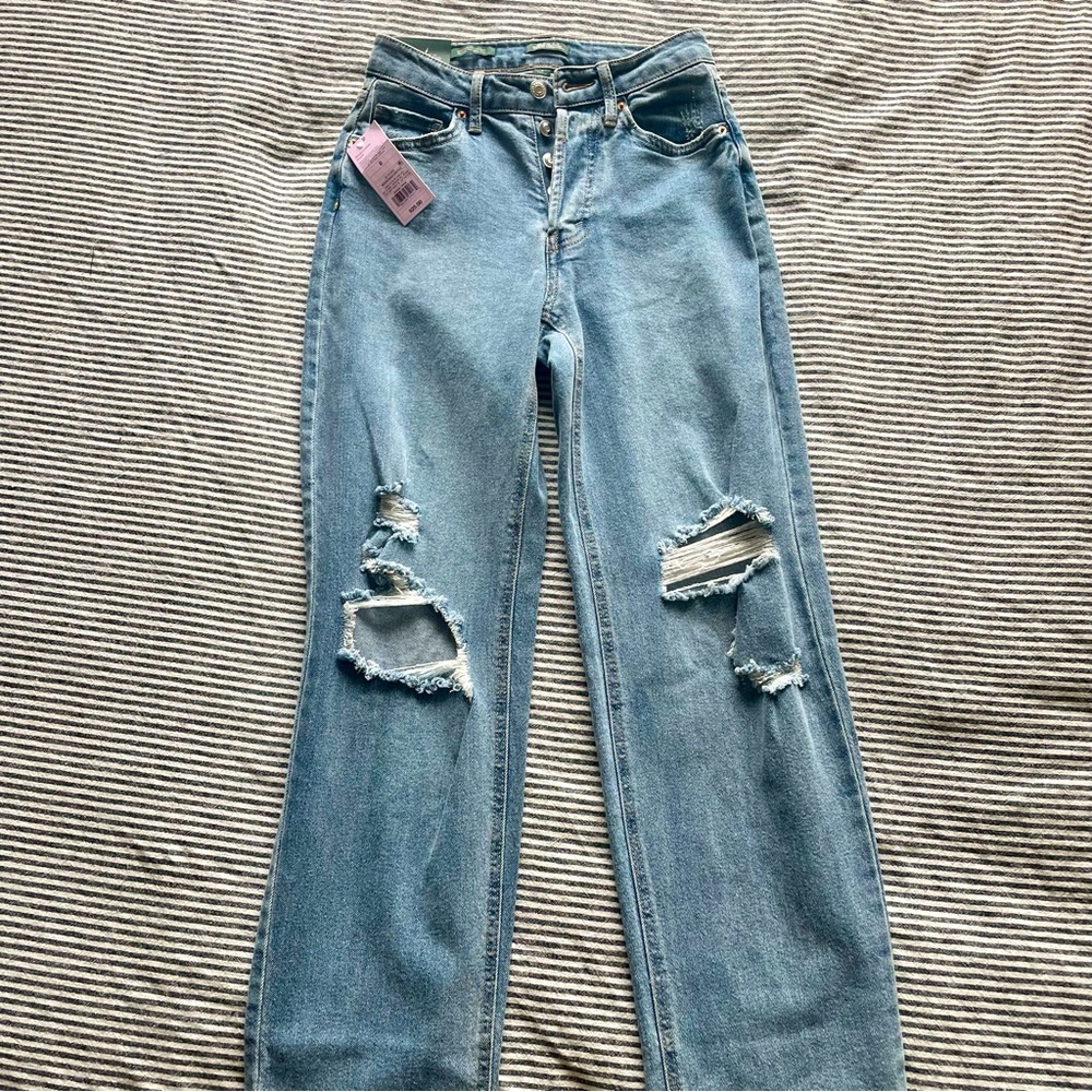 Super High-Rise Distressed Straight Jeans Wild Fable Medium Wash Size 0